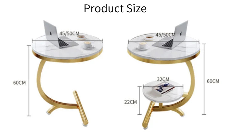 Luxury Golden Stainless Steel Marble Coffee Side Table – Modern Living Room Furniture