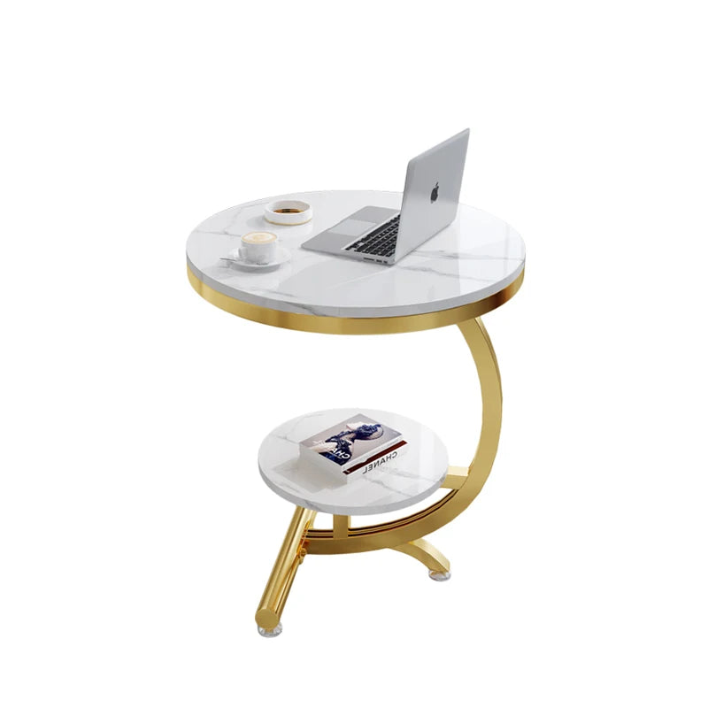 Luxury Golden Stainless Steel Marble Coffee Side Table – Modern Living Room Furniture