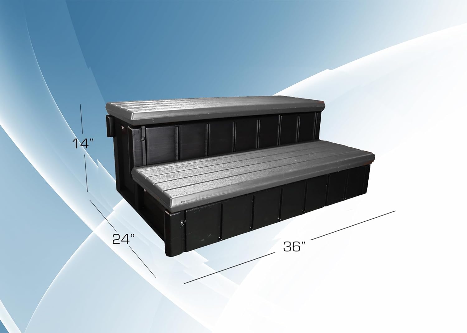New Two Tier 36" Wide Deluxe Hot Tub Step – Deep Grey | Non-Skid Spa Steps