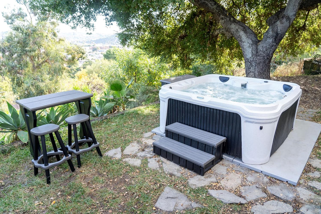 New Two Tier 36" Wide Deluxe Hot Tub Step – Deep Grey | Non-Skid Spa Steps