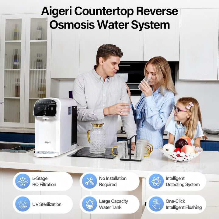 Smart UV Countertop Reverse Osmosis Water Filter, 5-Stage Portable RO Purifier - Certified