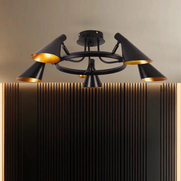 Vintage Black Ceiling Chandelier – Elegant Pendant Lamp for Living Room & Bedroom