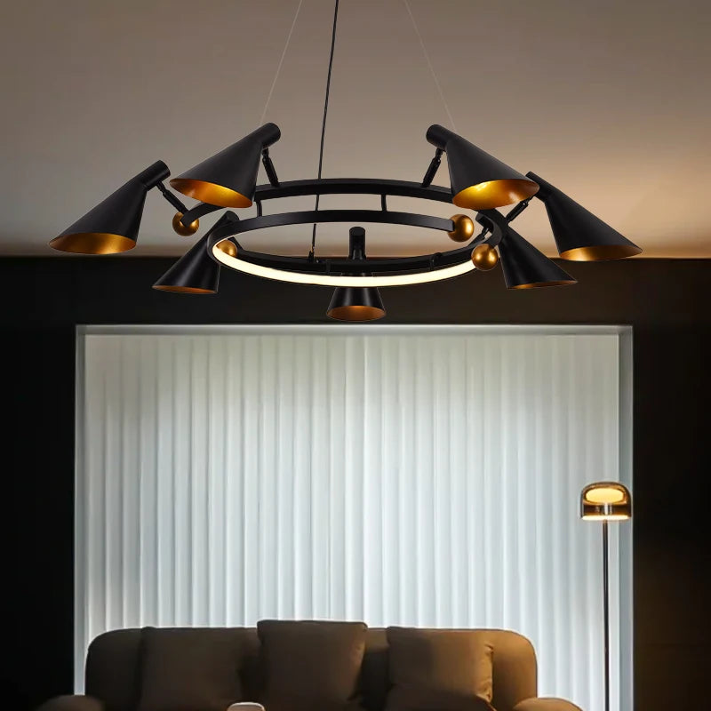 Vintage Black Ceiling Chandelier – Elegant Pendant Lamp for Living Room & Bedroom