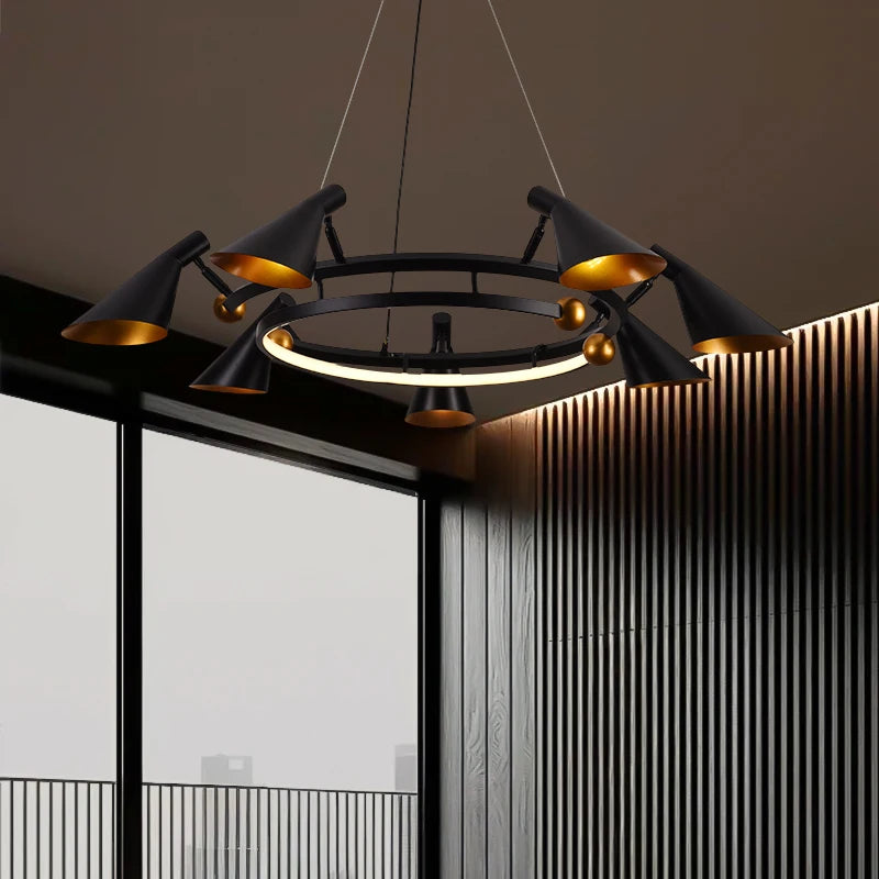 Vintage Black Ceiling Chandelier – Elegant Pendant Lamp for Living Room & Bedroom