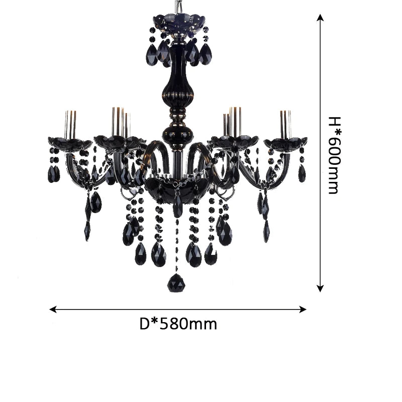 Vintage Black Crystal Pendant Lamp – Modern LED Candle Style Lighting
