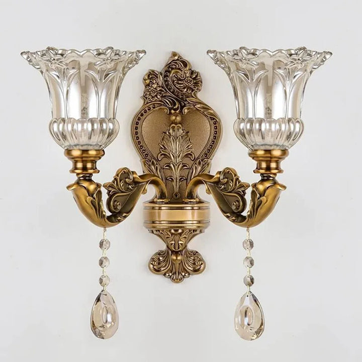 Vintage European Retro Crystal Glass Dual-Head Wall Lamp