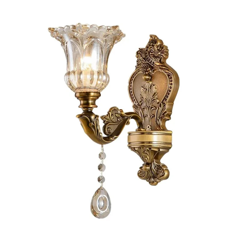 Vintage European Retro Crystal Glass Dual-Head Wall Lamp