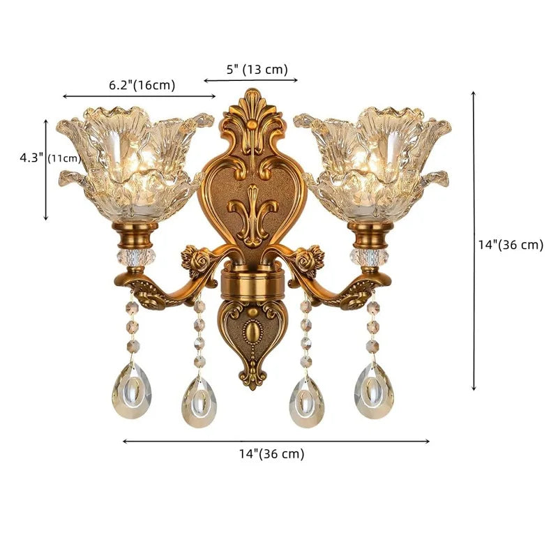 Vintage European Retro Crystal Glass Dual-Head Wall Lamp