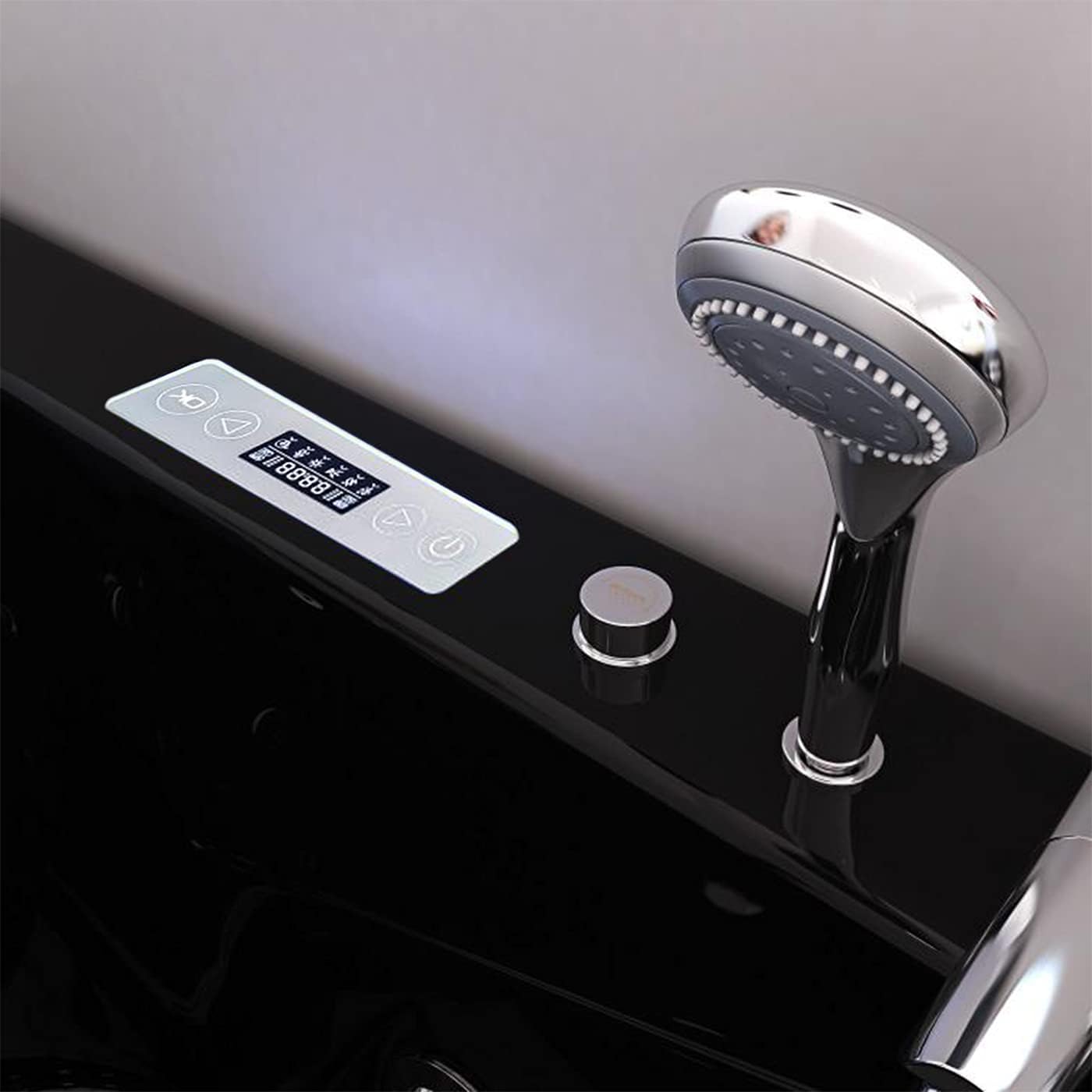 Modern Whirlpool Bathtub Hot Tub Black with Double Pump – 2 Person New Spa Bath with Heater