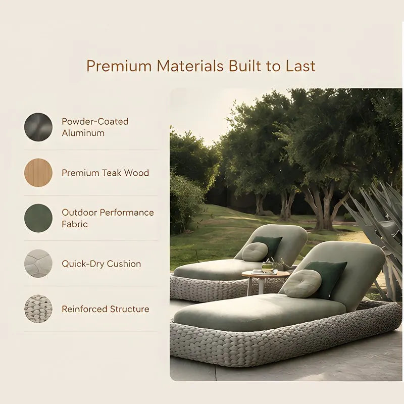 Luxury PE Rattan Outdoor Sun Lounger | Aluminum Garden Patio Chaise Lounge with Quick-Dry Comfort