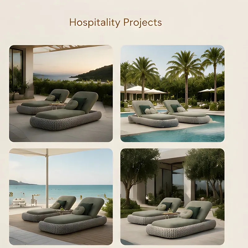 Luxury PE Rattan Outdoor Sun Lounger | Aluminum Garden Patio Chaise Lounge with Quick-Dry Comfort