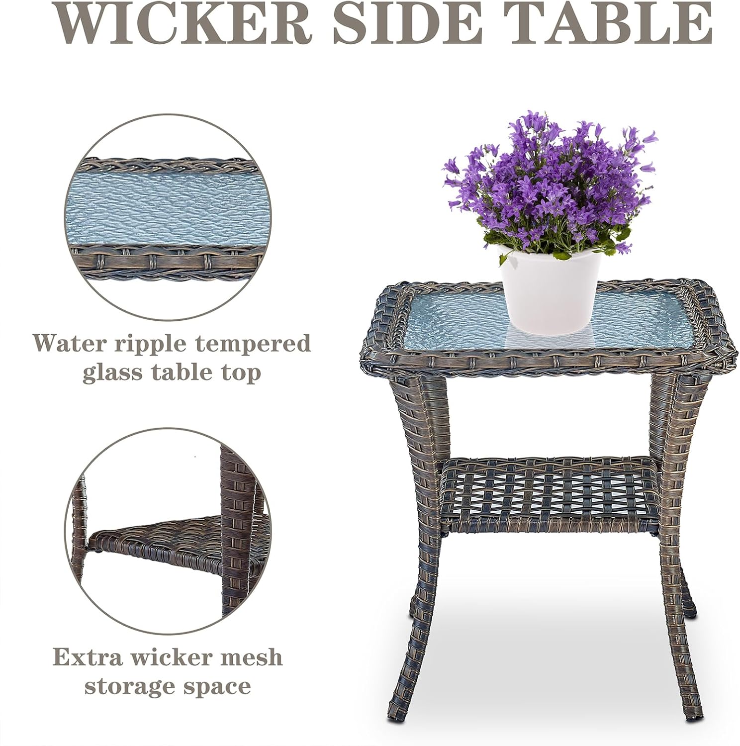 New Outdoor 3-Piece Porch Rocking Chair Bistro Set with Side Table – High Back Outdoor Patio Set