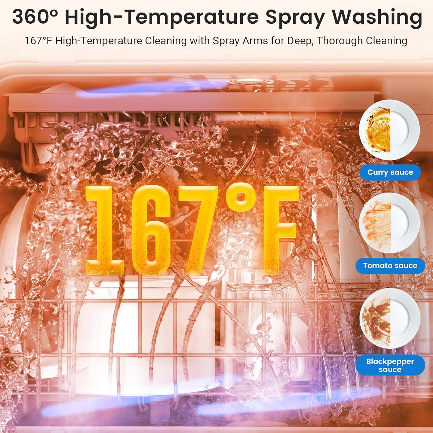 New WiFi Countertop Portable Mini Dishwasher – Smart 9 Programs, 167°F High-Temp Wash Home Travel RV