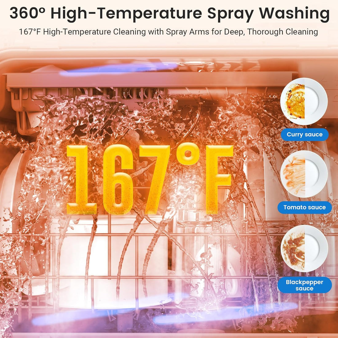 New WiFi Countertop Portable Mini Dishwasher – Smart 9 Programs, 167°F High-Temp Wash Home Travel RV