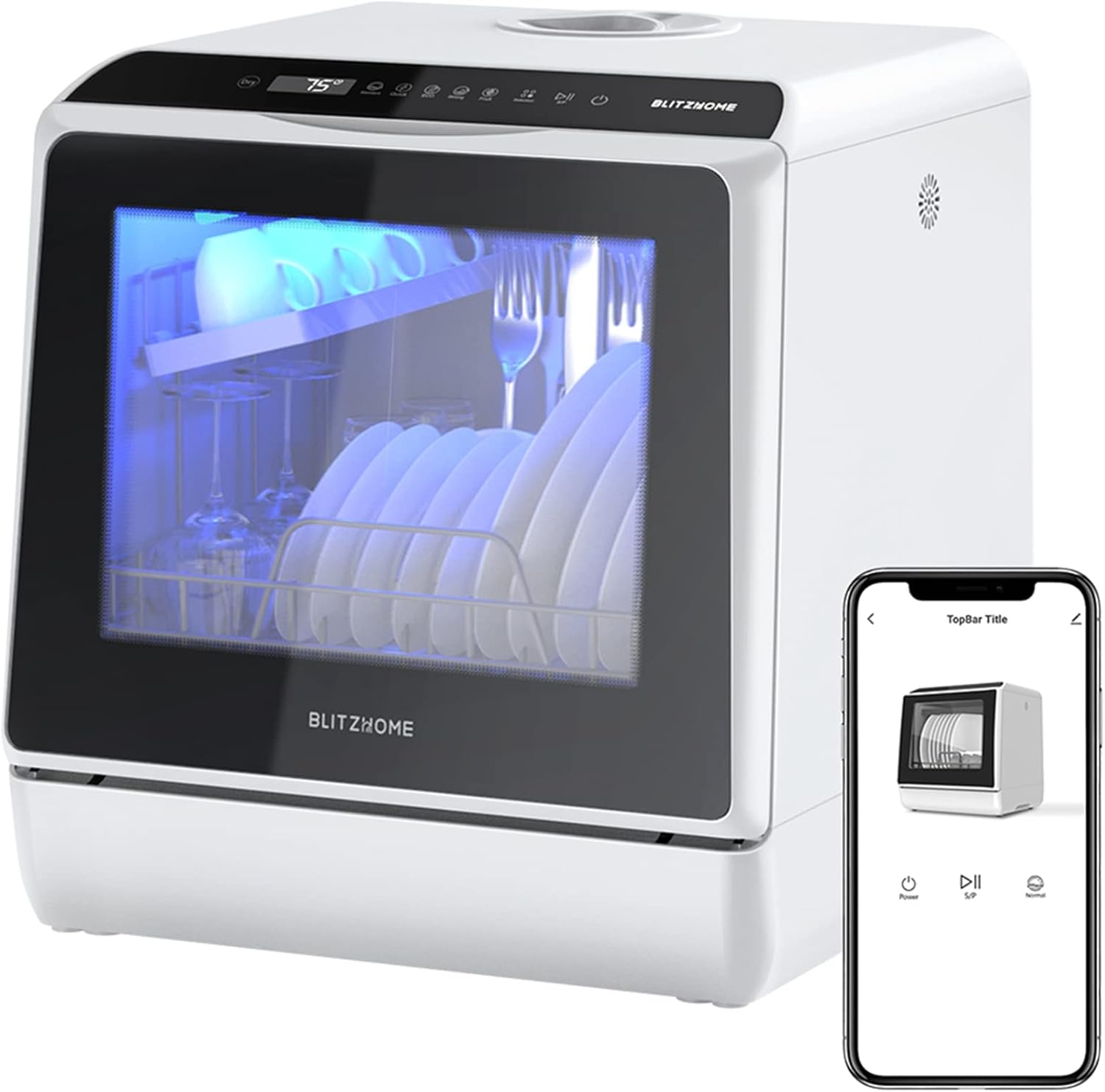 New WiFi Countertop Portable Mini Dishwasher – Smart 9 Programs, 167°F High-Temp Wash Home Travel RV