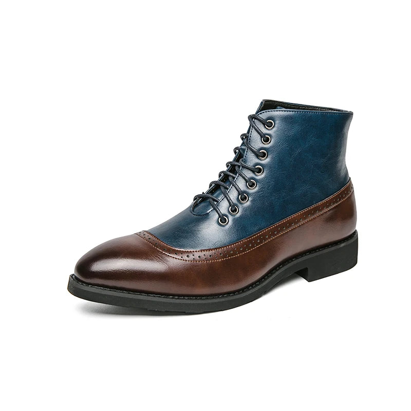 Men's High Top Leather Ankle Boots - Modern Formal Shoe Wear
