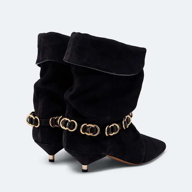 Women Suede Leather Wedding Party Dress Casual Boots