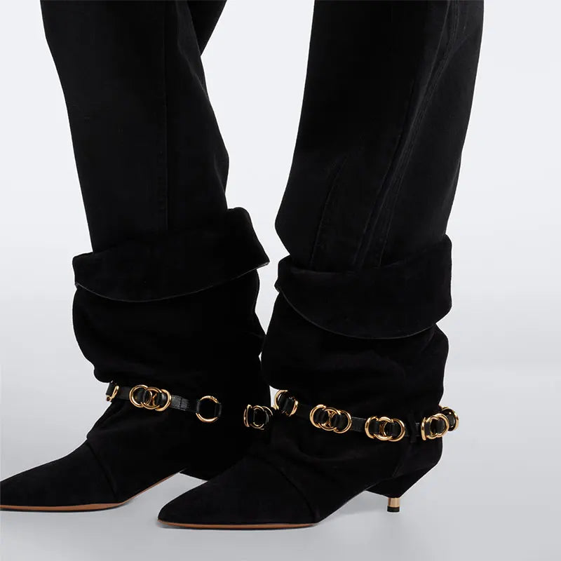 Women Suede Leather Wedding Party Dress Casual Boots