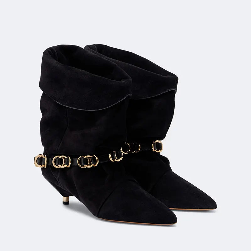 Women Suede Leather Wedding Party Dress Casual Boots