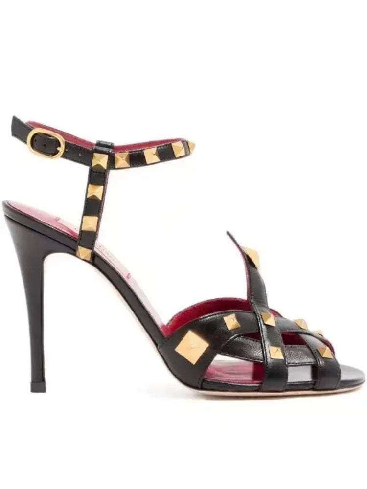 Women's Roman Studded Sandals - High Ankle Leather Dress Shoes