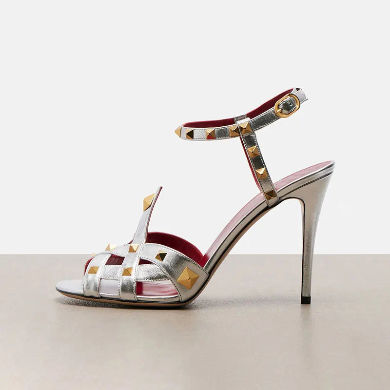 Women's Roman Studded Sandals - High Ankle Leather Dress Shoes