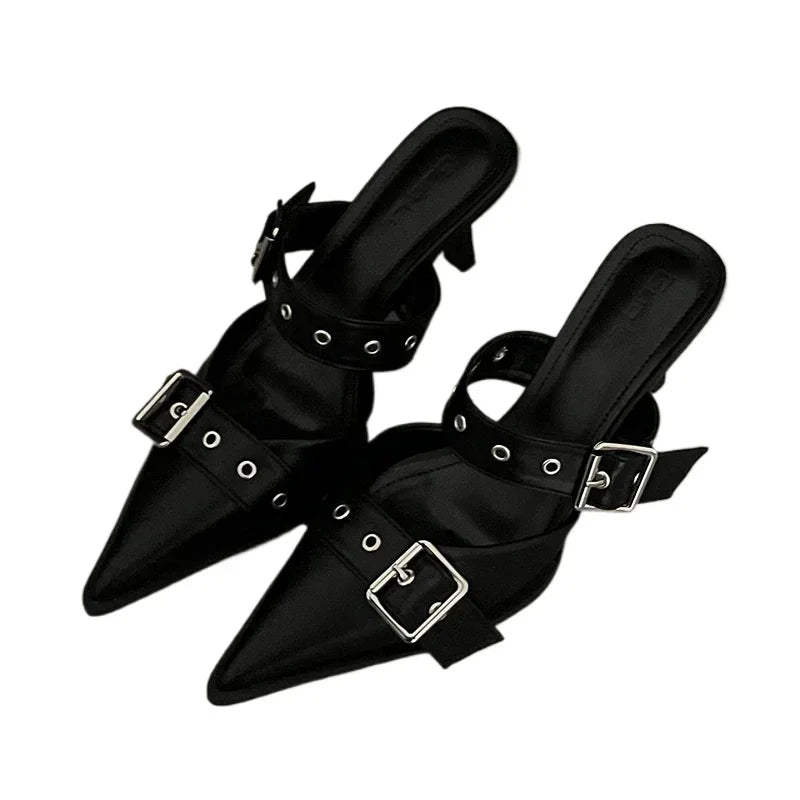 Women’s Punk Goth Silver High Heel Pumps Shoes