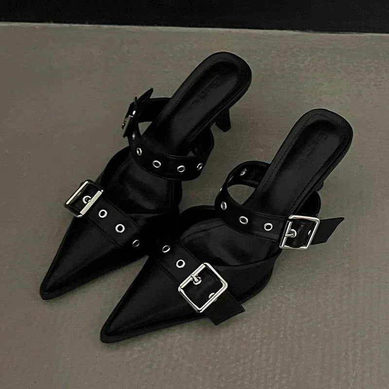 Women’s Punk Goth Silver High Heel Pumps Shoes