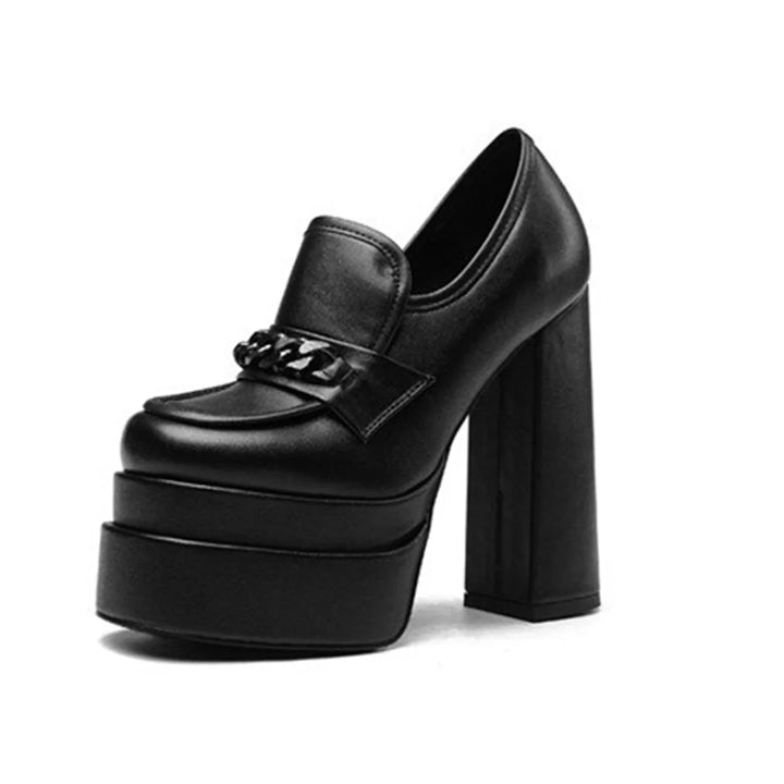 Women's Black Platform Pumps – Square Toe Super High Heels in Extended Sizes