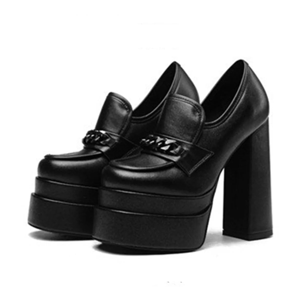 Women's Black Platform Pumps – Square Toe Super High Heels in Extended Sizes