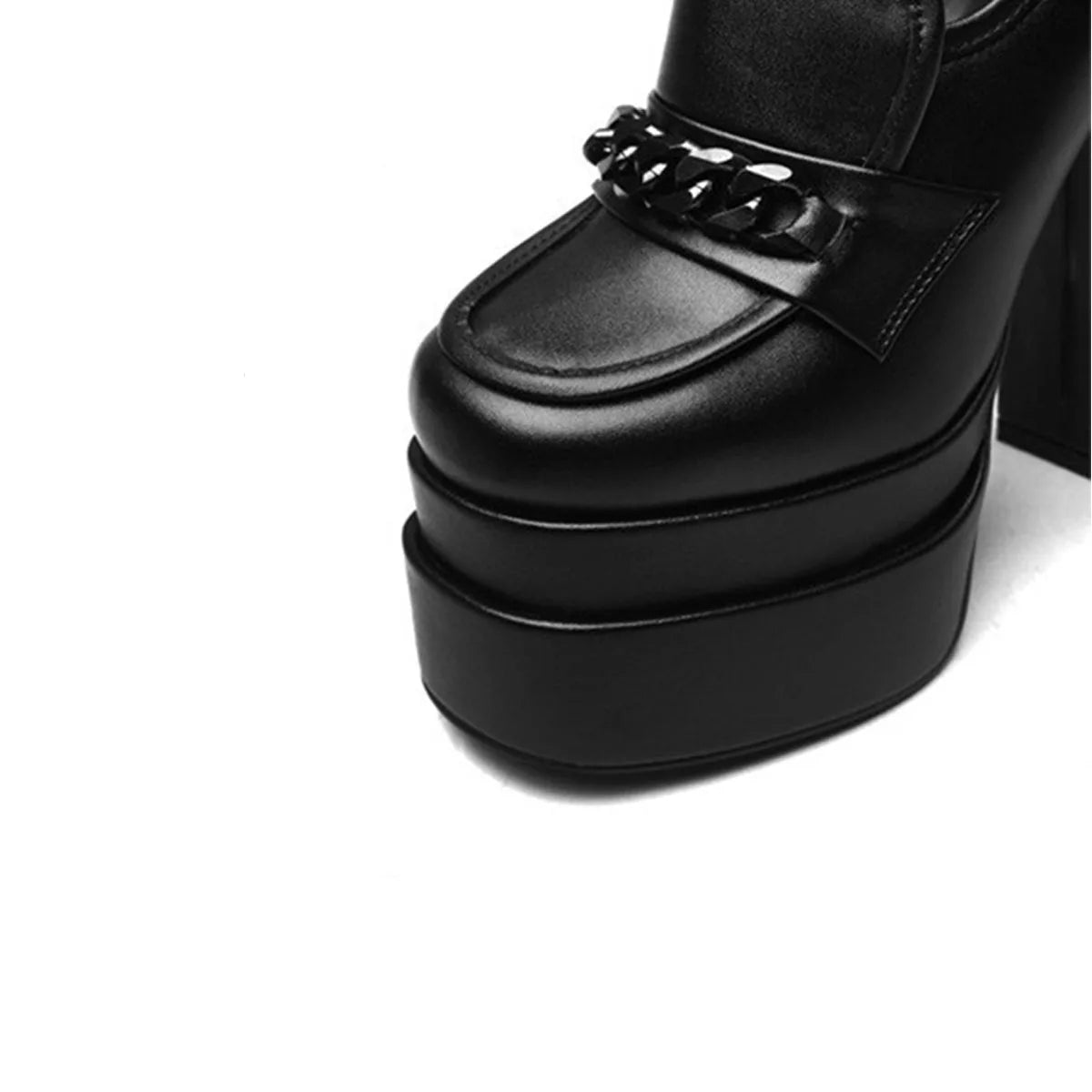 Women's Black Platform Pumps – Square Toe Super High Heels in Extended Sizes
