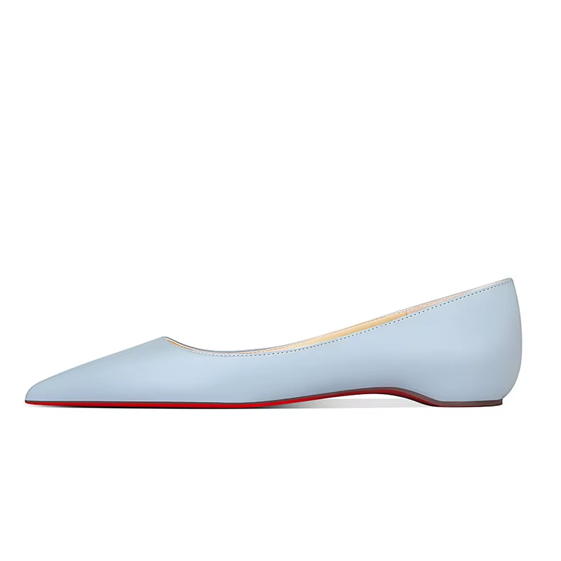 Women's Blue Matte Pointed Toe Flats – Elegant Slip-On Ballet Shoes with Hidden Height Lift