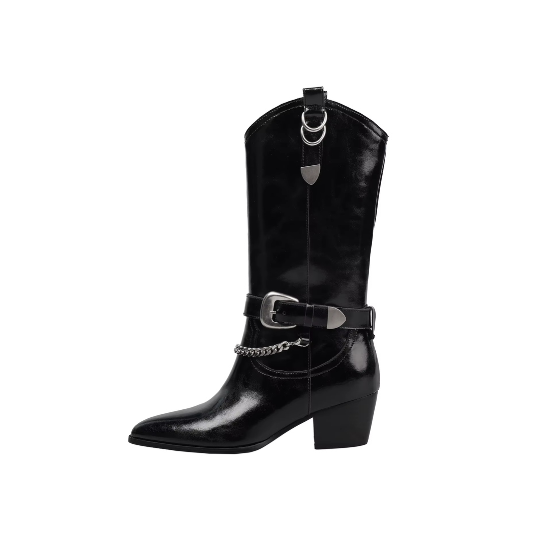 Women's Brown Suede Equestrian Riding Boots – Mid-Calf Chunky Heel with Buckle Detail