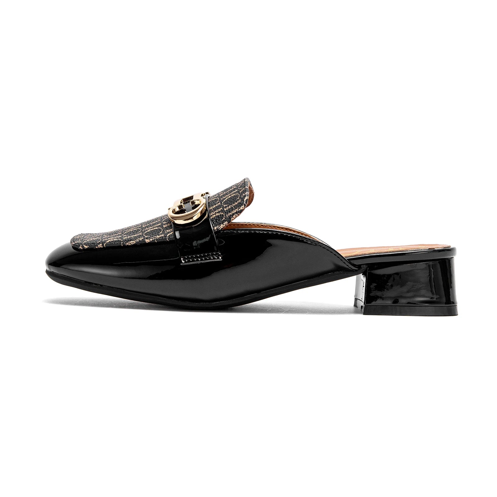 Women's Buckle Mules – Round Toe Flat Backless Slip-On Loafers
