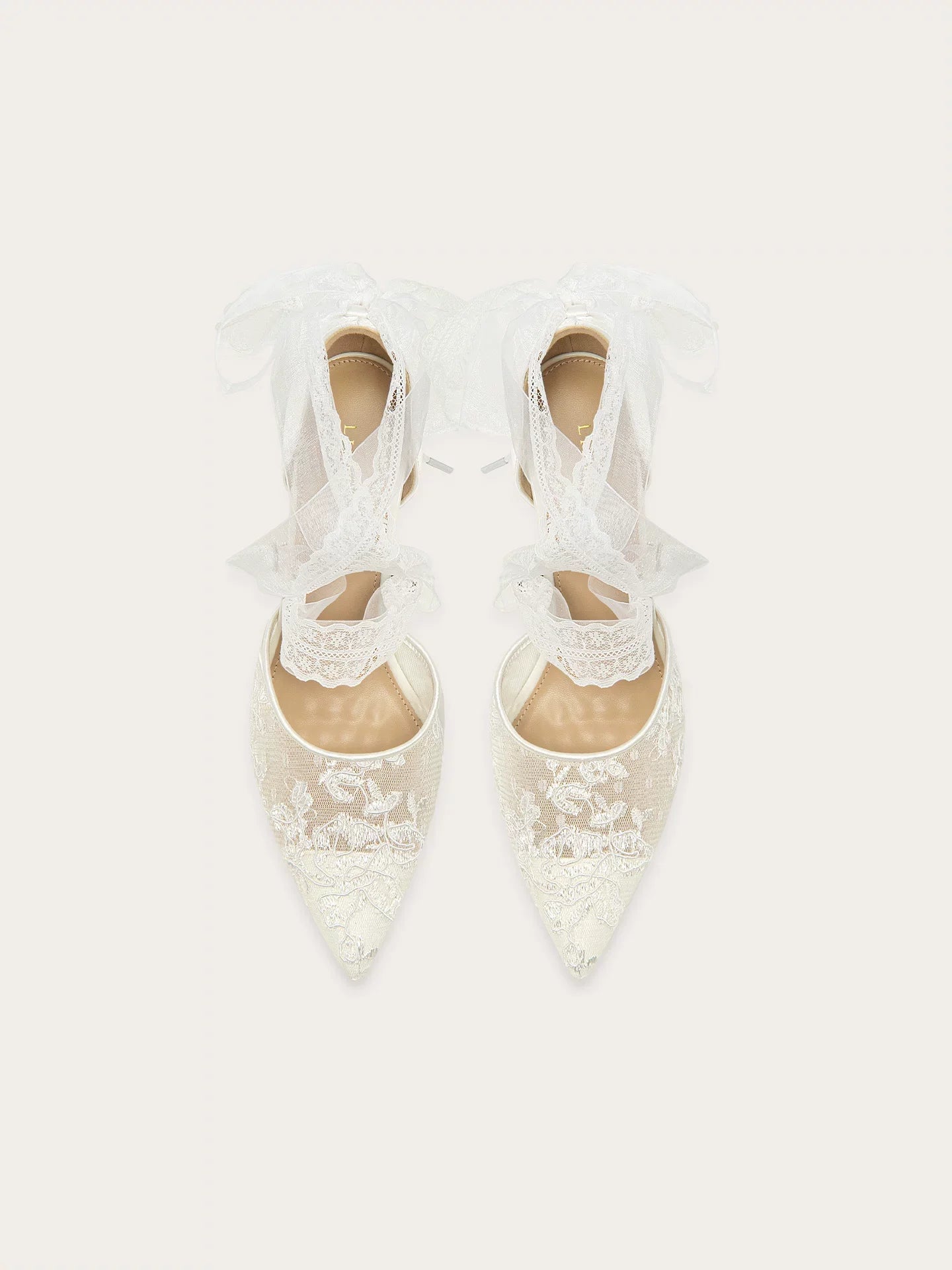 Women's Embroidered Lace Mesh Wedding Heels – Pointed Toe Strap Sandals for Bridal Party Wear