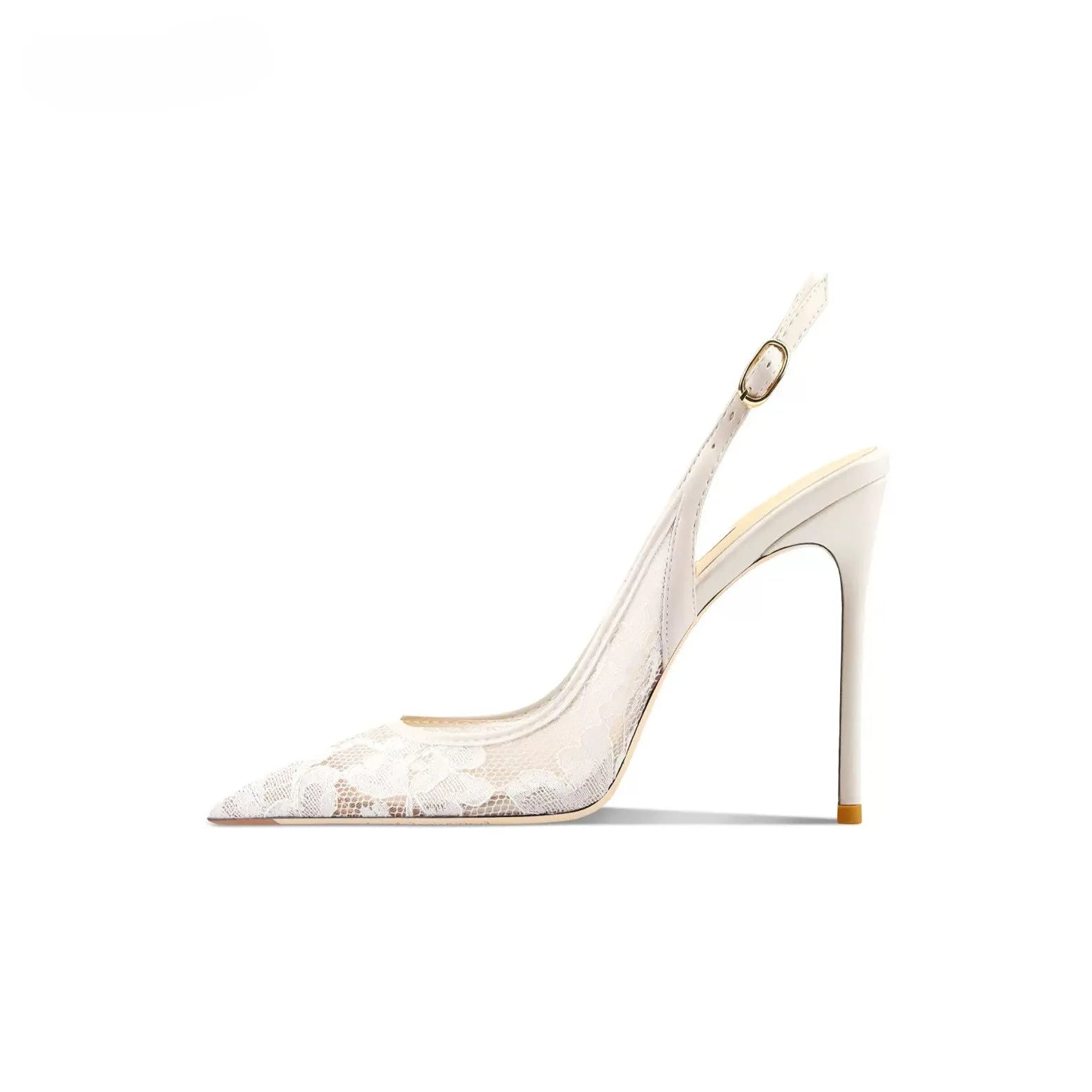 Women's Floral Lace Slingback Pumps – Elegant Wedding Stiletto Heels