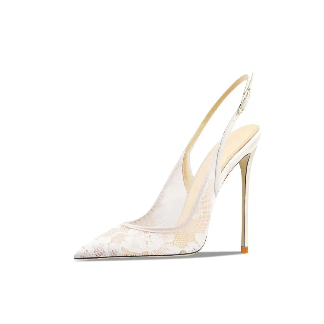 Women's Floral Lace Slingback Pumps – Elegant Wedding Stiletto Heels