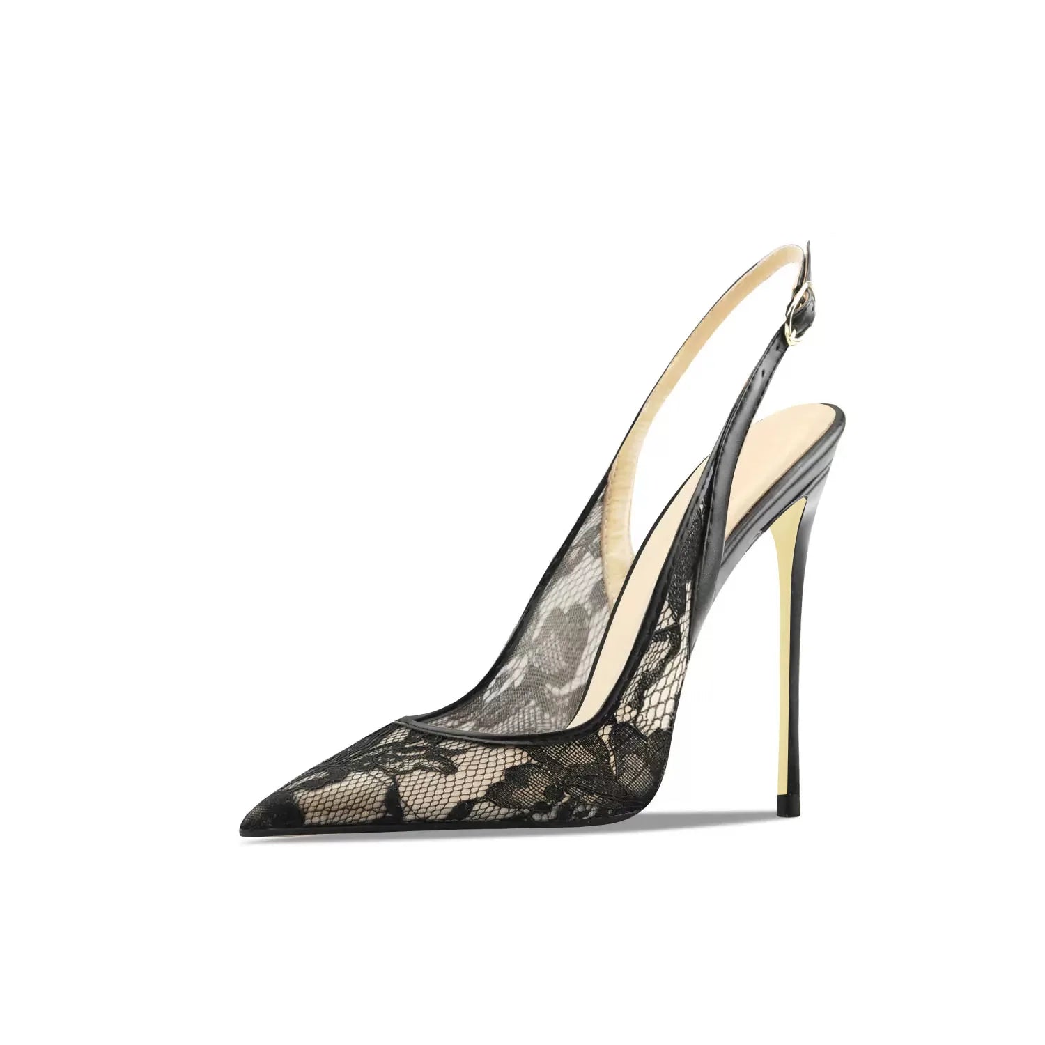 Women's Floral Lace Slingback Pumps – Elegant Wedding Stiletto Heels