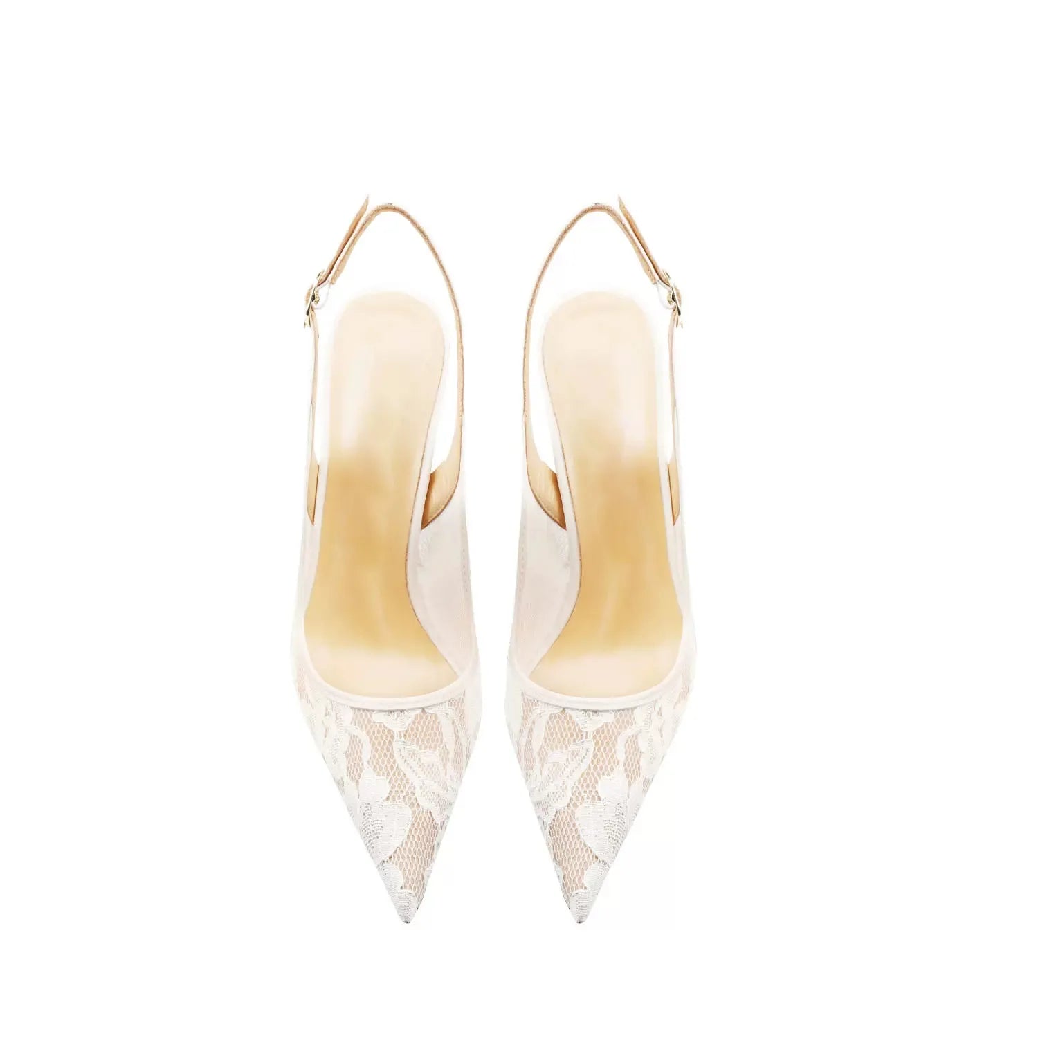 Women's Floral Lace Slingback Pumps – Elegant Wedding Stiletto Heels