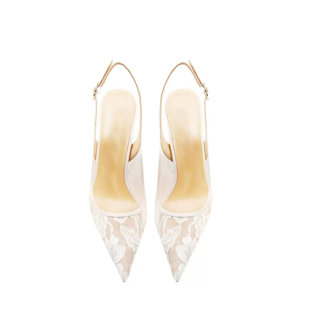 Women's Floral Lace Slingback Pumps – Elegant Wedding Stiletto Heels