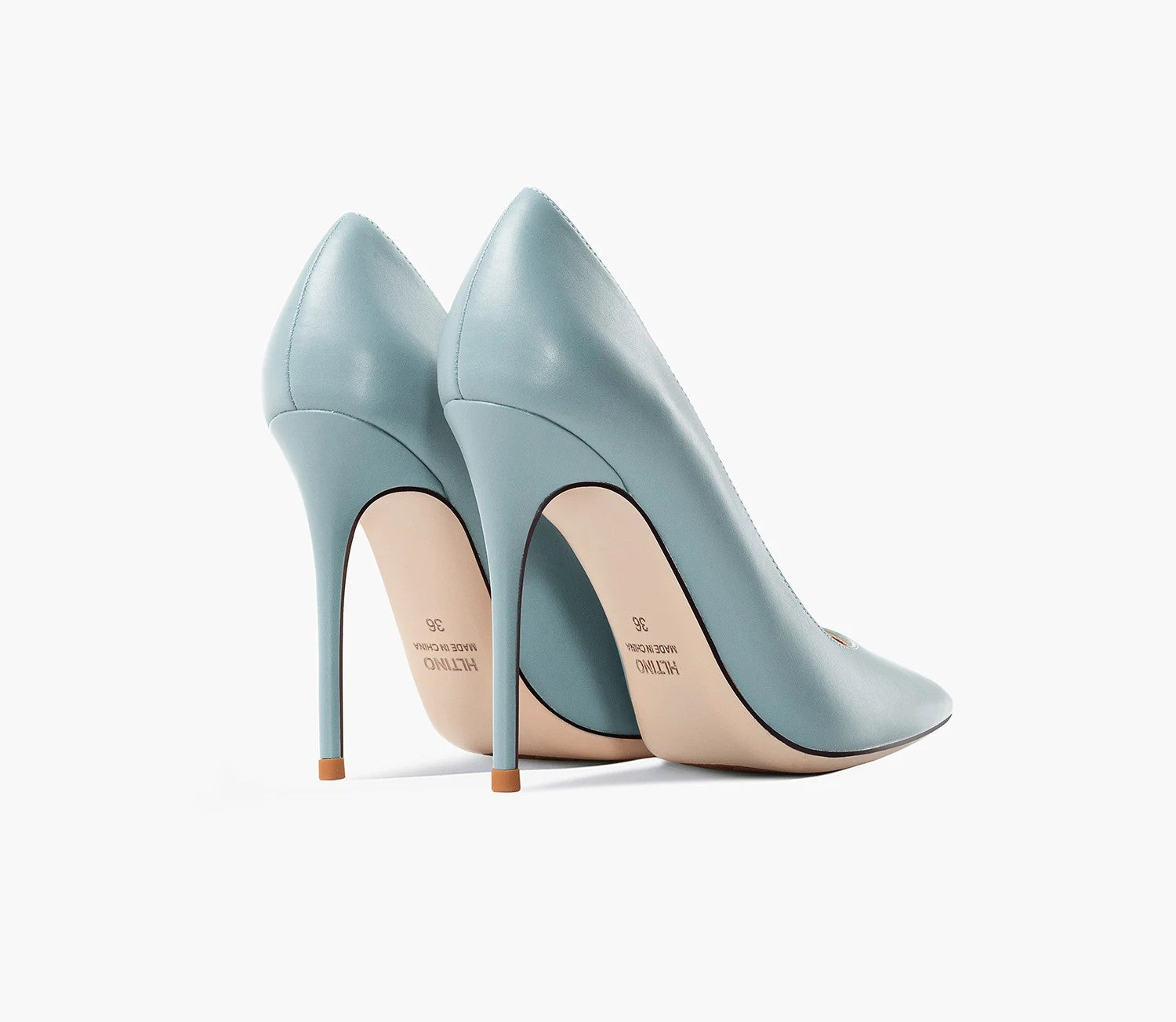 Women's Light Blue Leather Stiletto Pumps – Elegant Pointed-Toe Luxury High Heels