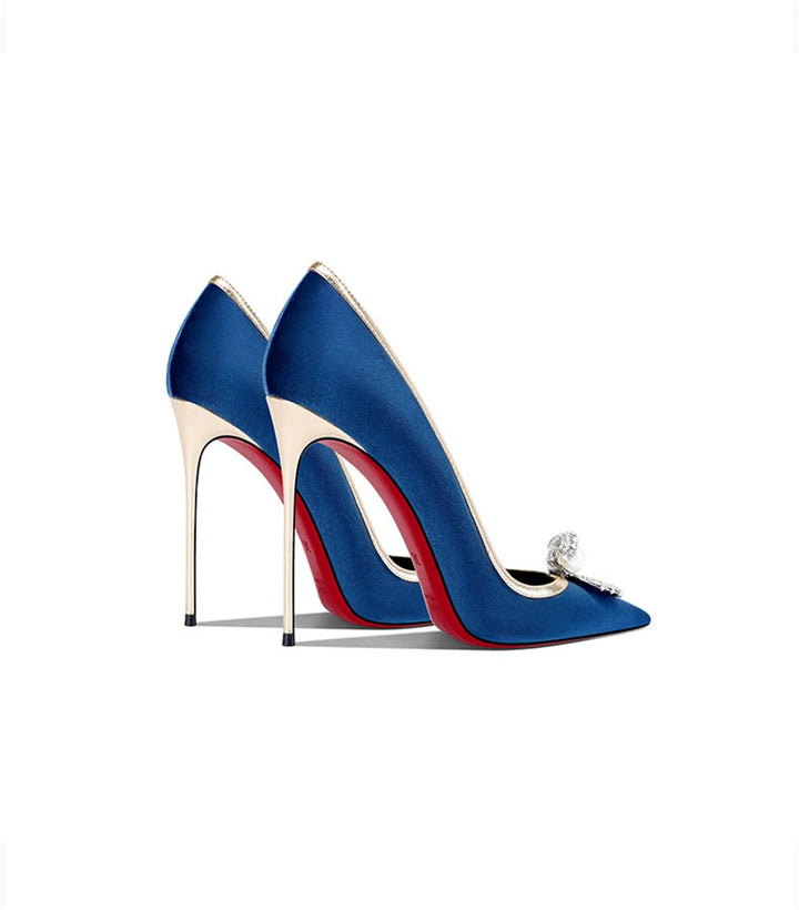 Women's Pearl Rhinestone Suede Pumps – Elegant Pointed-Toe Autumn Dress Shoes