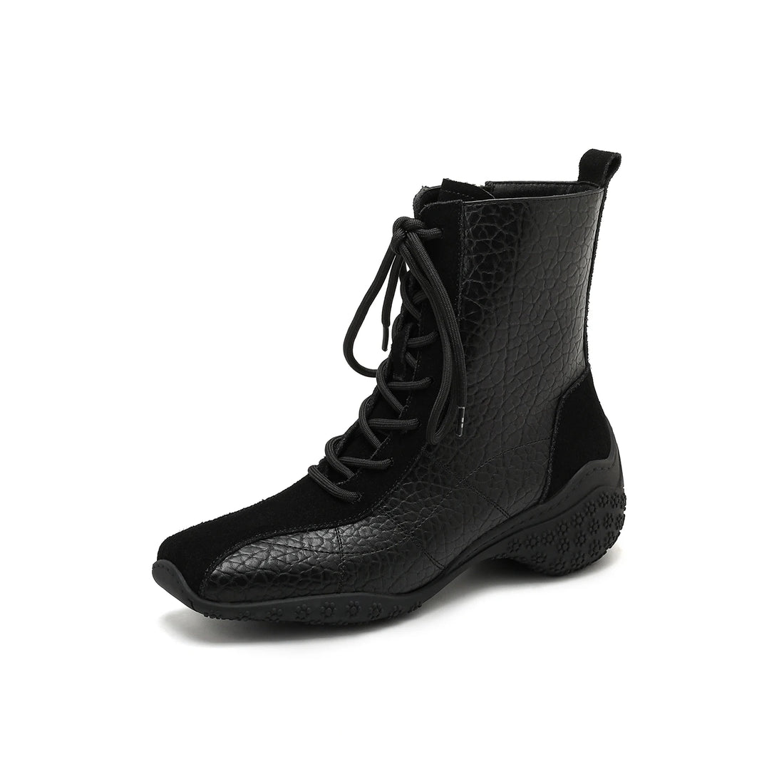 Women's Brown Ankle Boots – Square Toe Leather Booties with Belt Buckle