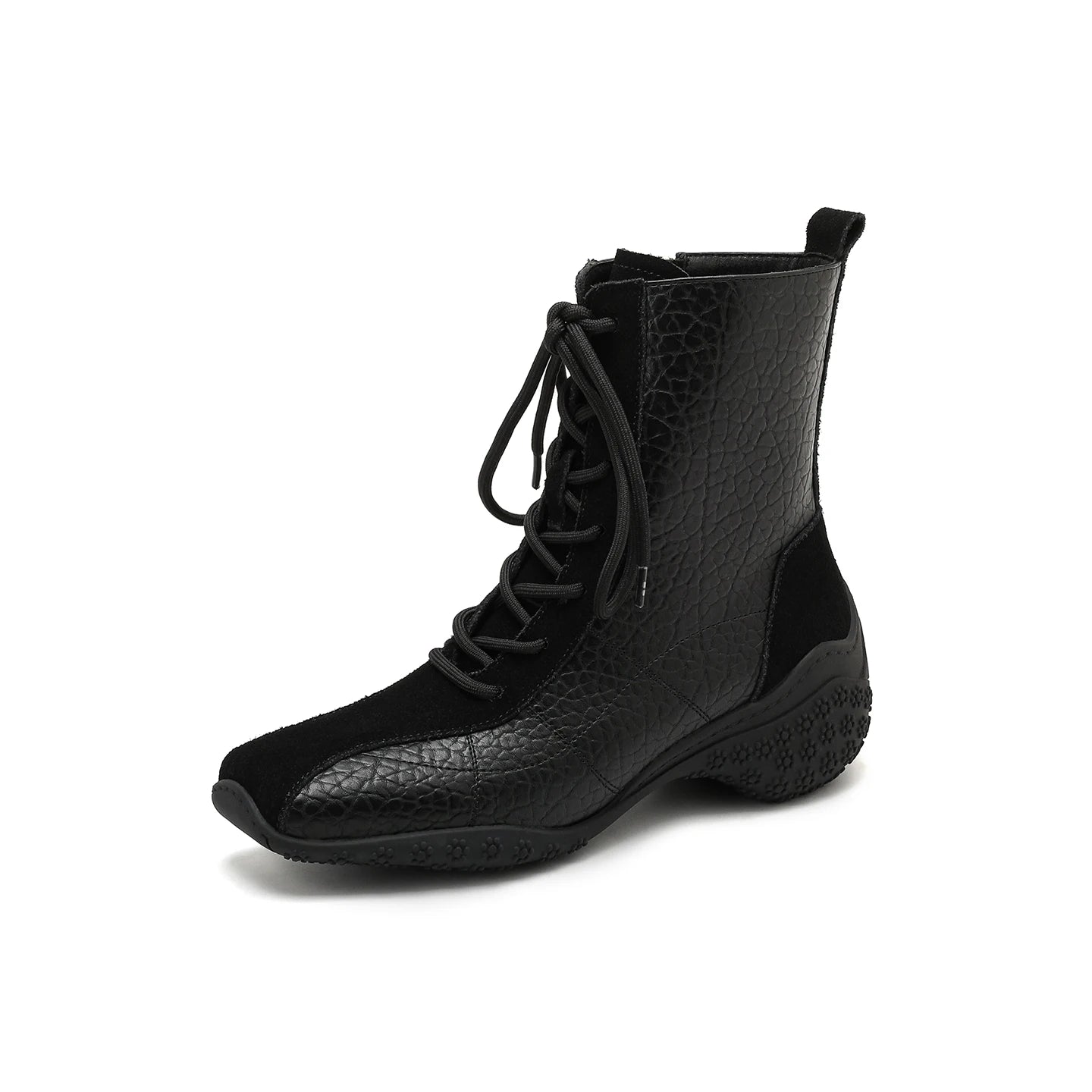 Women's Brown Ankle Boots – Square Toe Leather Booties with Belt Buckle