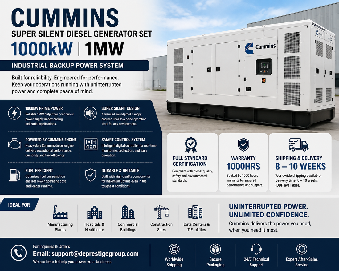 Cummins Super Silent Diesel Generator Set | 1000kW Industrial Backup Power System 1MW
