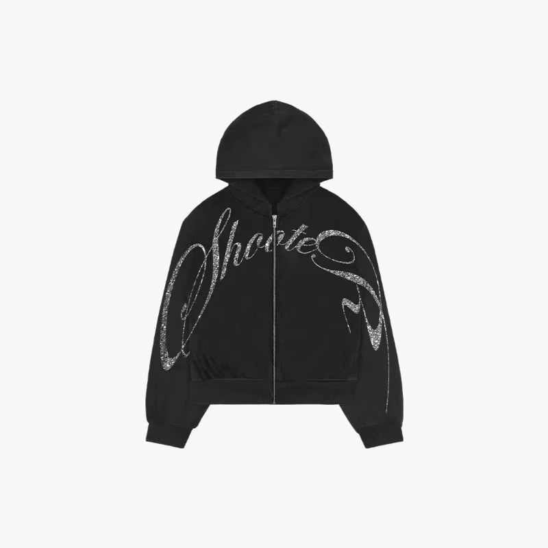 Mens Graphic Design Print Zipper Oversized Hoodie