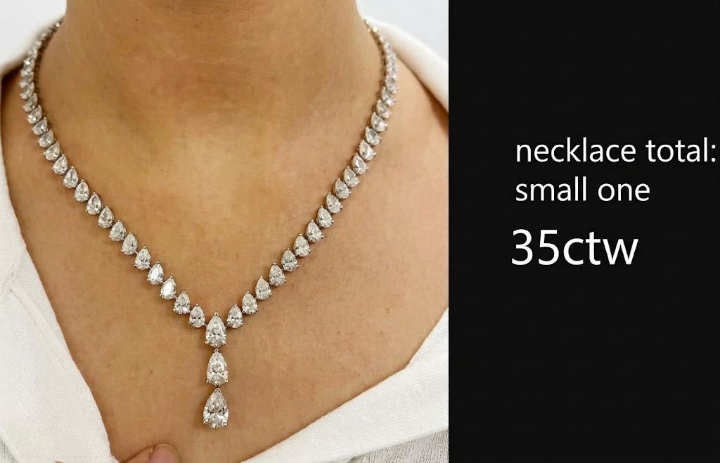 New 14K White Gold Pear-Cut Lab-Grown Diamond Women Necklace Earrings Set