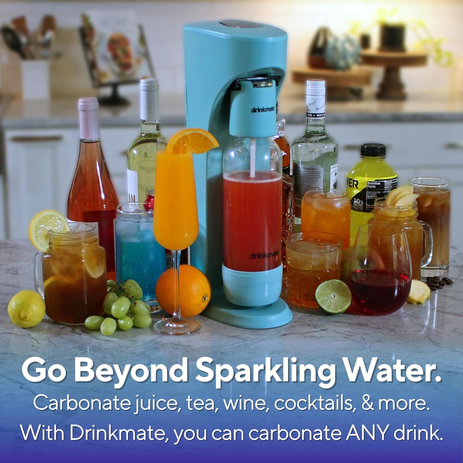Omnifizz Sparkling Water Maker & Soda Streaming Machine | Carbonates Any Drink | ULTIMATE BUNDLE | Includes Three 60L CO2 Cartridges + Two Bpa-Free Bottles (Matte Black)