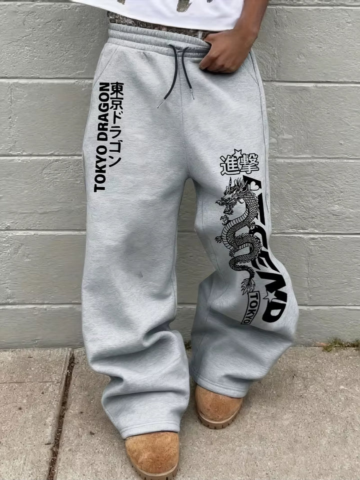 Men's 3D Print Drawstring Loose Casual Sports Pants