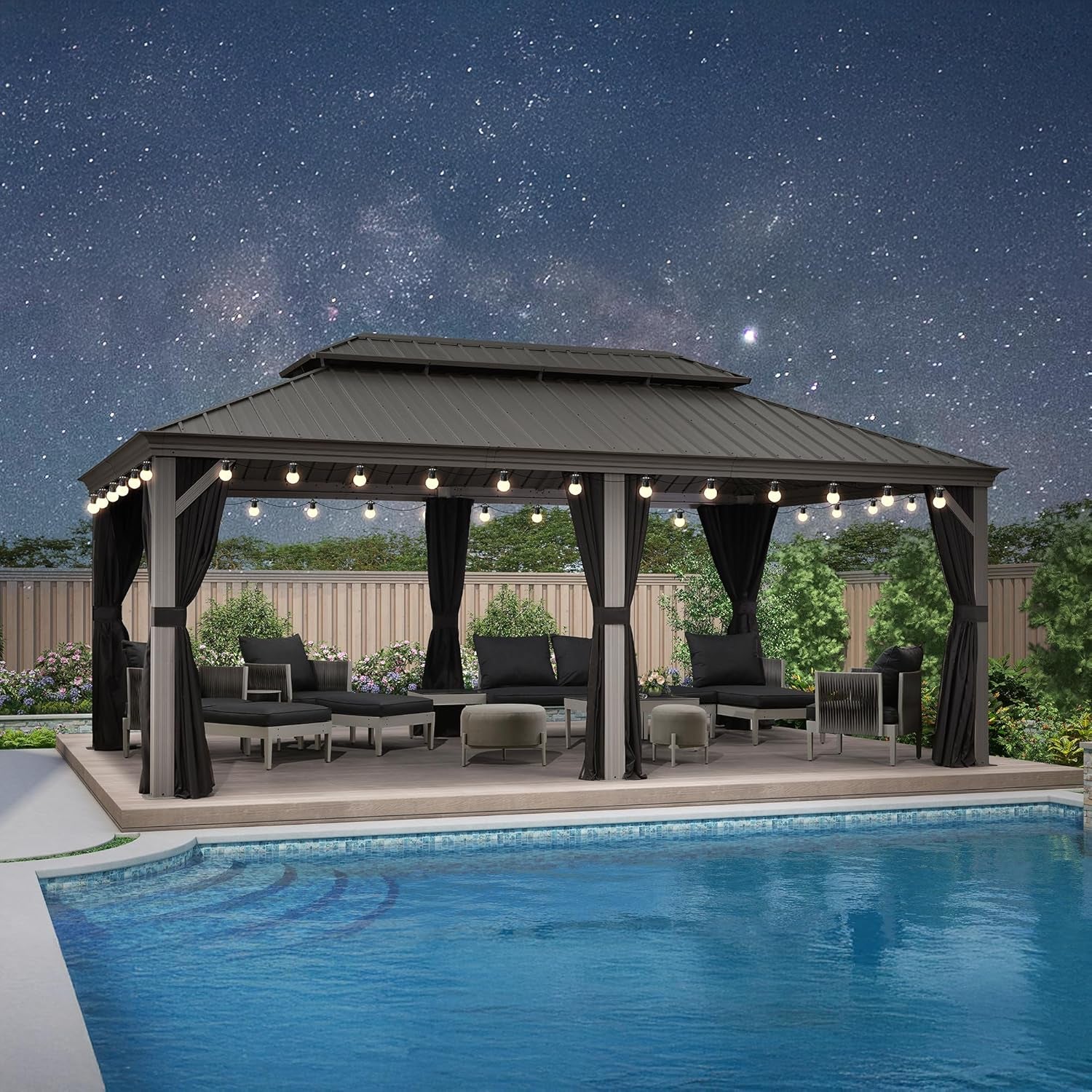 Elite Gazebo with Galvanized Steel All Weather Wind Resistance 