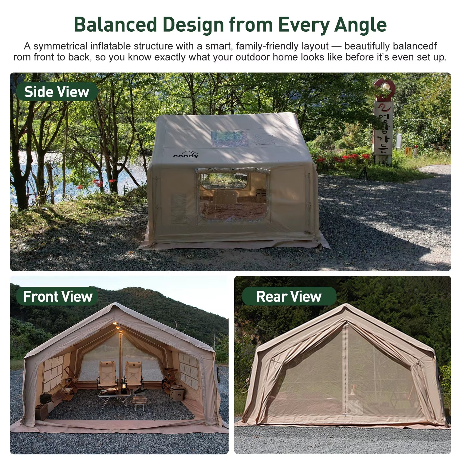 Coody 10.0 Air Tent-Beige Portable Family Inflatable Tent Manufacturer for Camping and Mountain Climbing